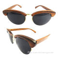 Fashion wooden sunglasses with wooden frame and arms (black wood), UV 400 and polarized lens